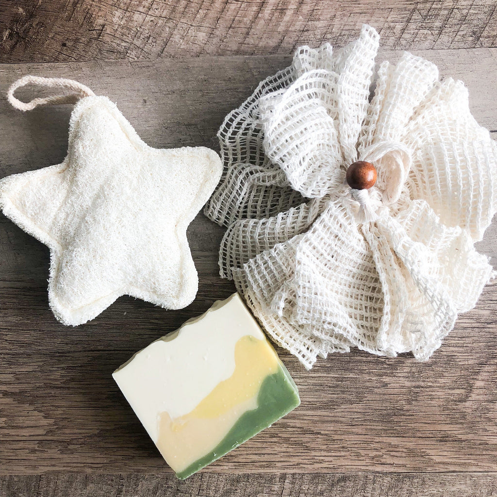 Éponge de bain en fibre végétale – Douce, légère et pratique pour la douche